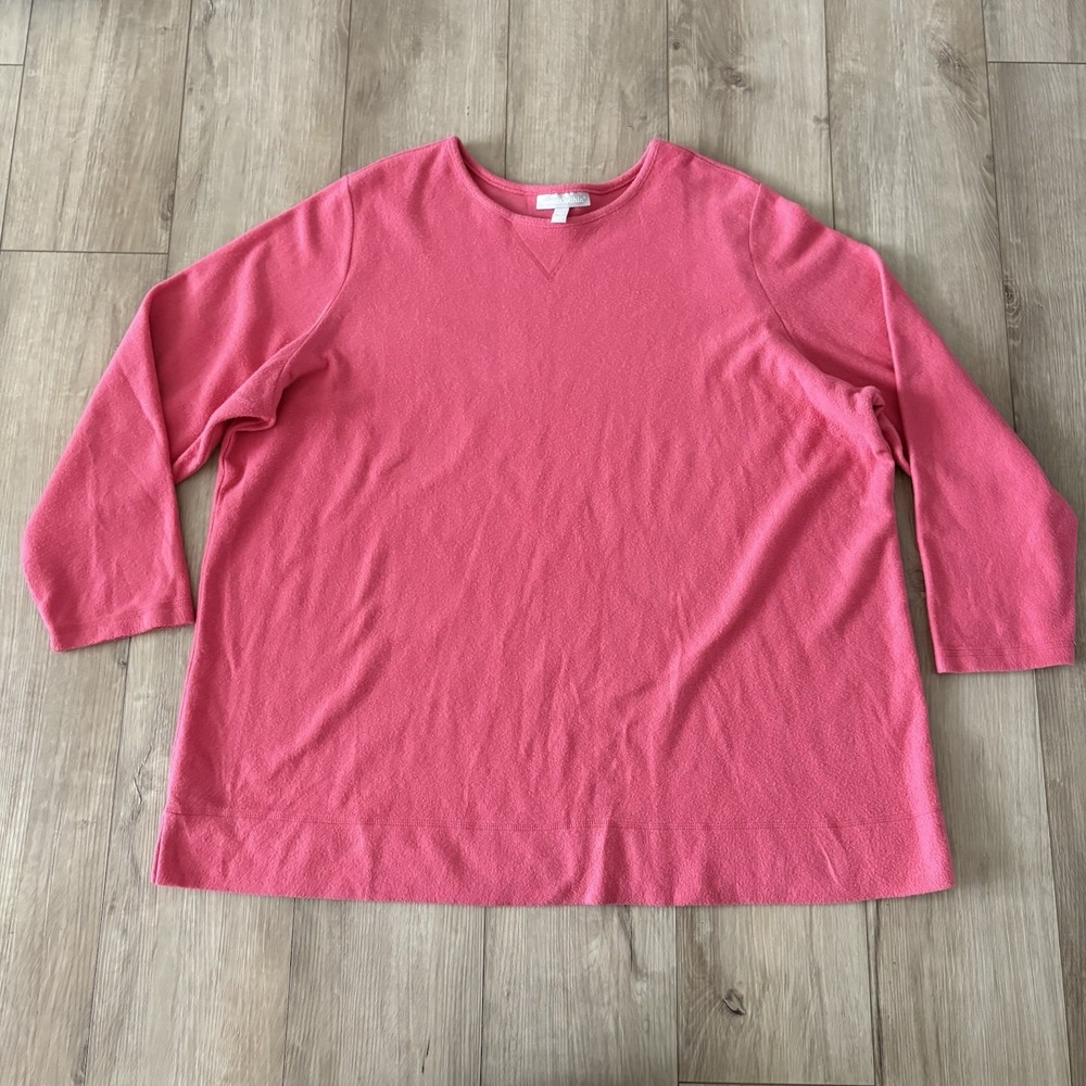 Woman Within Womens Pullover Fleece Tunic Top Size 2X Soft Coral 26/28 Crewneck‎
